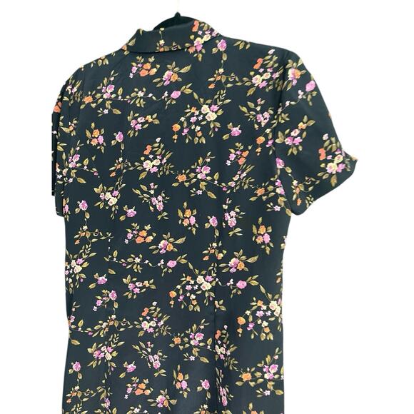 Vintage MISS DORBY Button Down Maxi Dress Floral Print w/Ties Size 12 Cottage - Picture 7 of 14